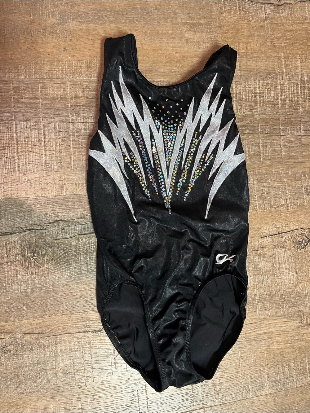 Women’s Black Sparkle Gymnastics Leotard with Silver Accents